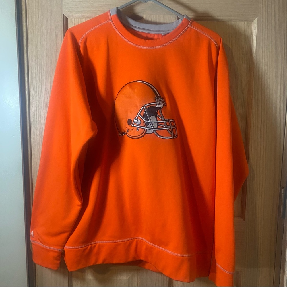 Antigua Cleveland Browns Orange Crewneck Sweater